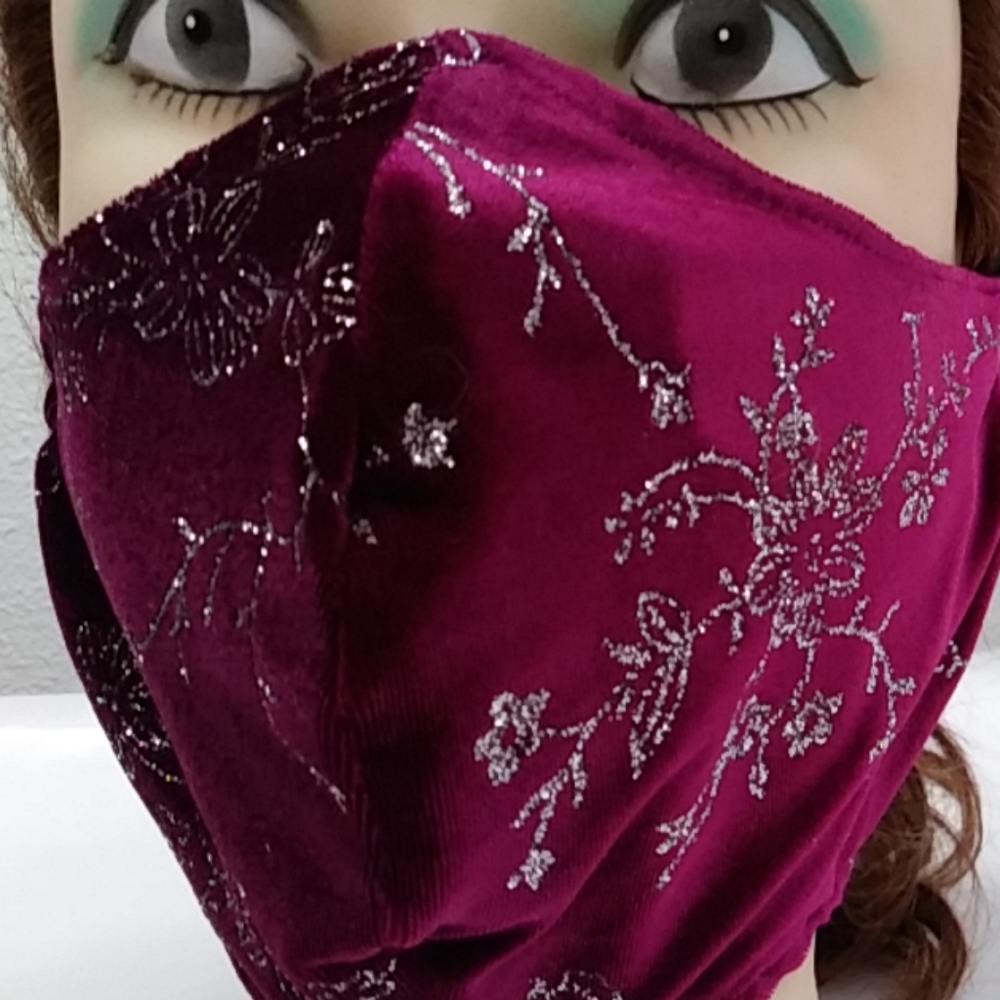 Facemask/Silver Roses